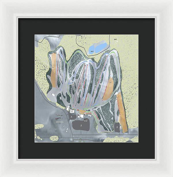 Trollhaugen Ski Trail Map - Framed Print - Powderaddicts