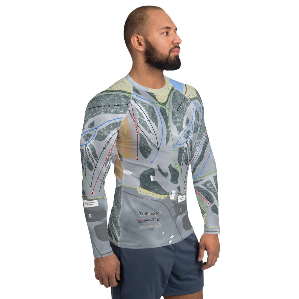 Trollhaugen, Wisconsin Ski Trail Map Men's Base Layer Top - Powderaddicts
