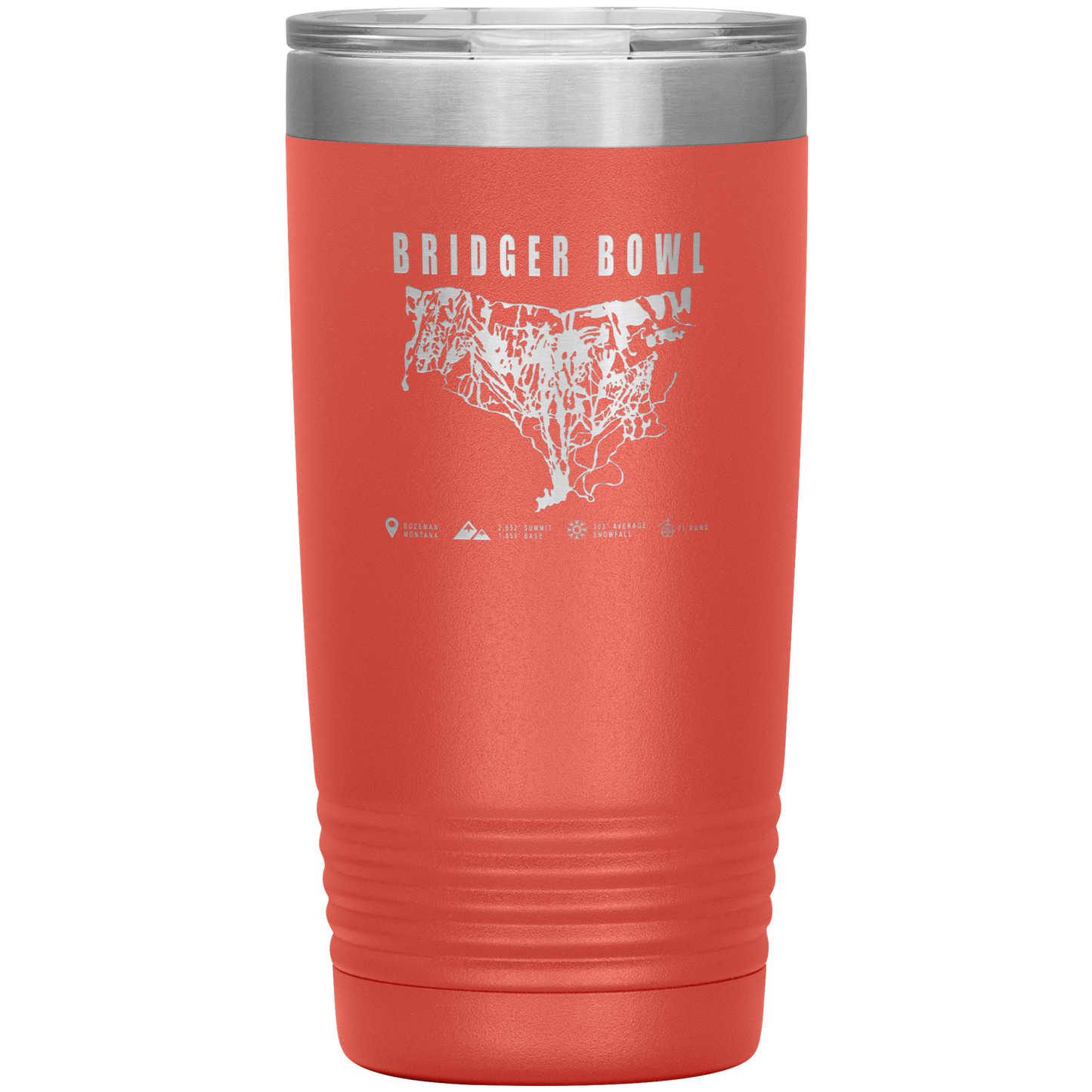 Bridger Bowl Montana Ski Trail Map 20oz Tumbler - Powderaddicts