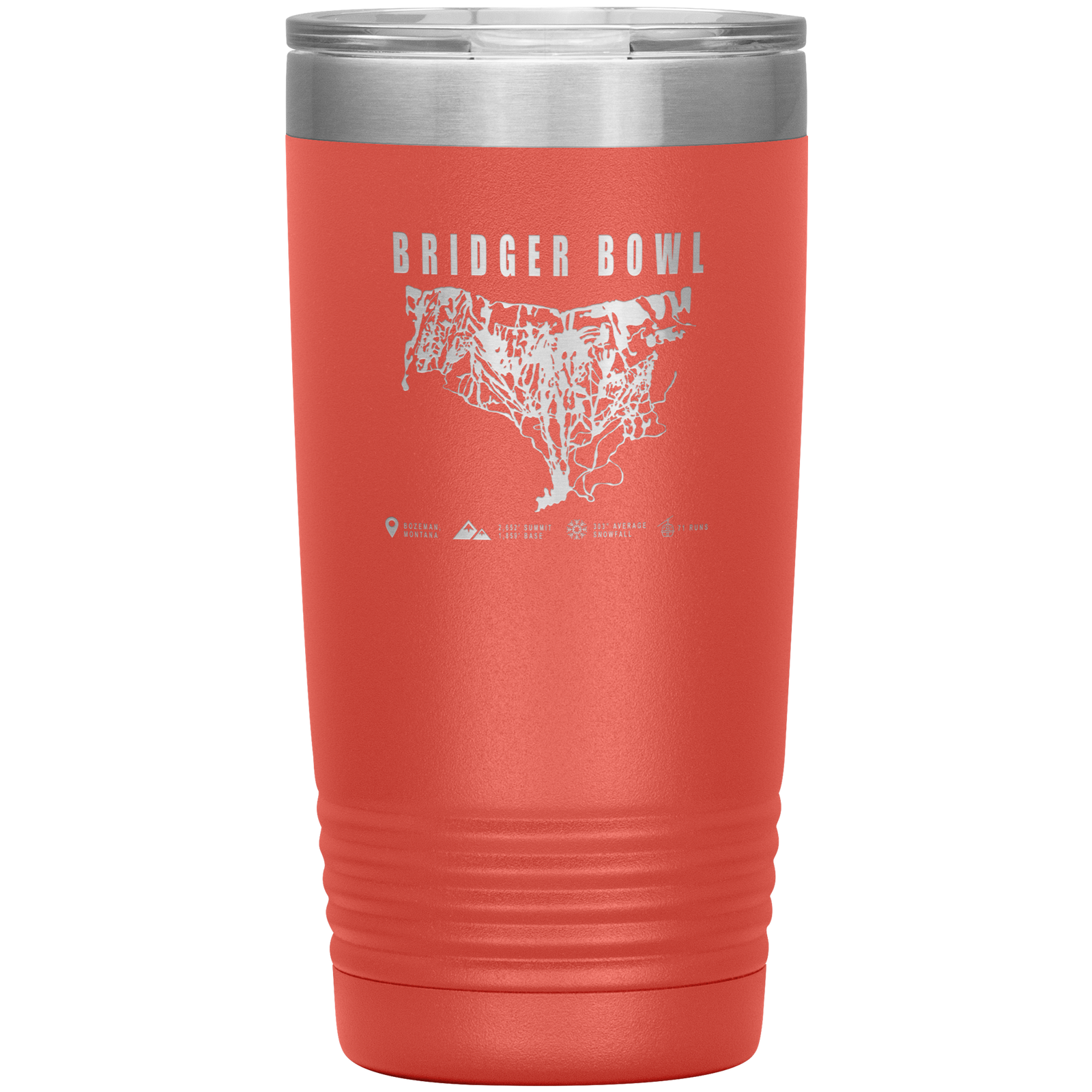 Bridger Bowl Montana Ski Trail Map 20oz Tumbler - Powderaddicts