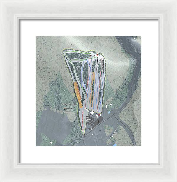 Tussey Mountain Ski Trail Map - Framed Print - Powderaddicts