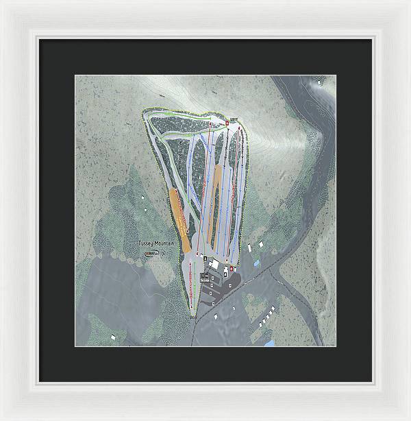 Tussey Mountain Ski Trail Map - Framed Print - Powderaddicts