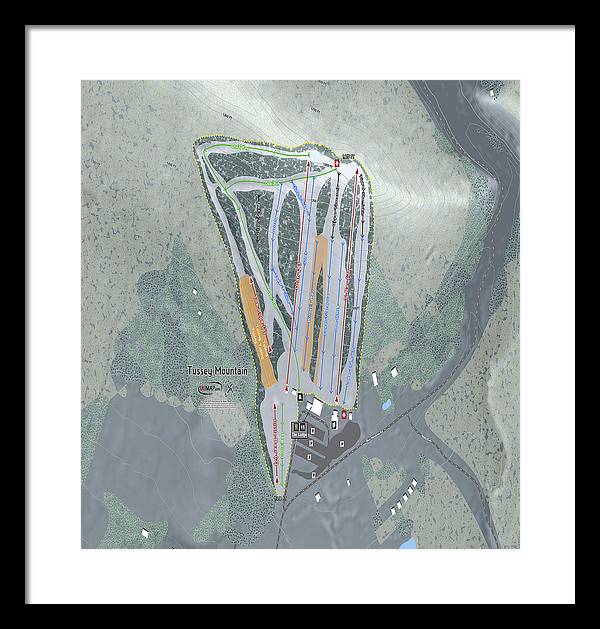 Tussey Mountain Ski Trail Map - Framed Print - Powderaddicts