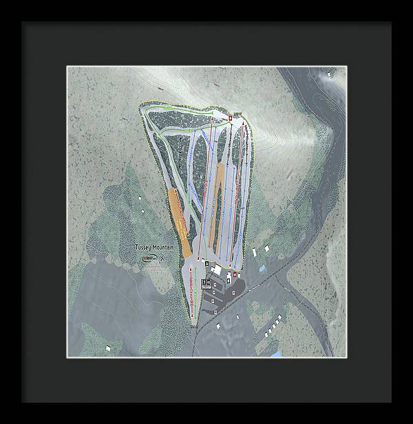 Tussey Mountain Ski Trail Map - Framed Print - Powderaddicts