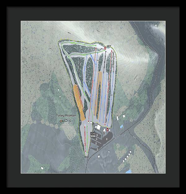 Tussey Mountain Ski Trail Map - Framed Print - Powderaddicts