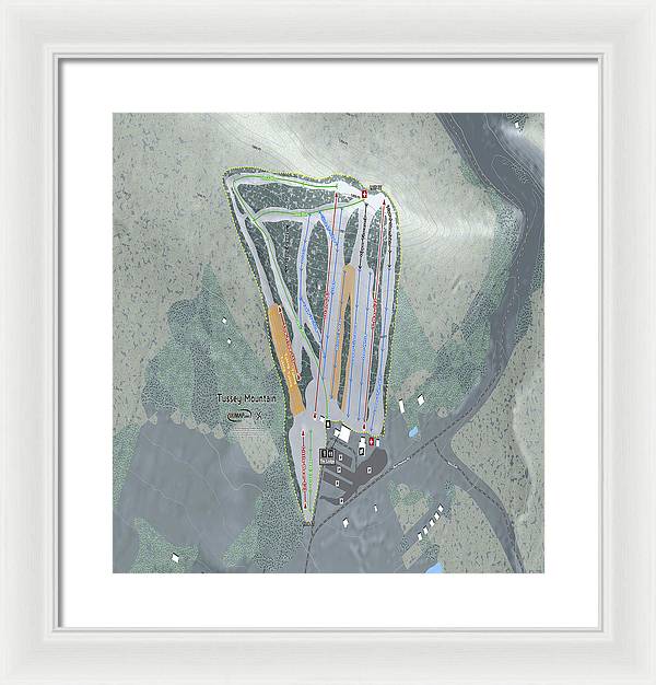 Tussey Mountain Ski Trail Map - Framed Print - Powderaddicts