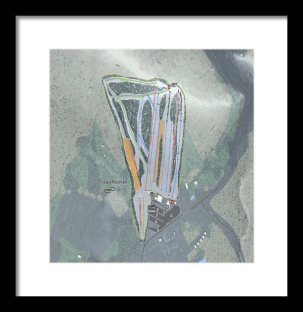 Tussey Mountain Ski Trail Map - Framed Print - Powderaddicts
