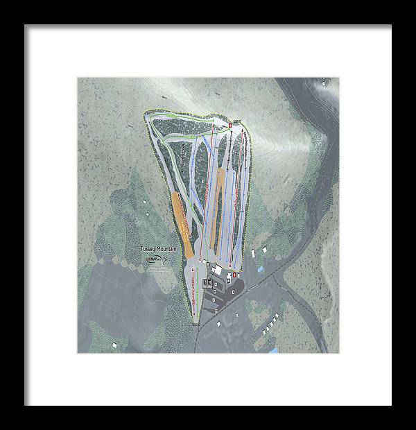 Tussey Mountain Ski Trail Map - Framed Print - Powderaddicts