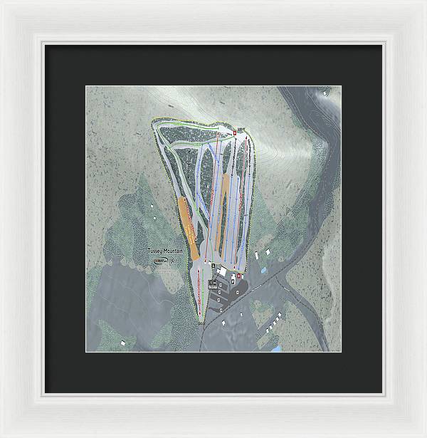 Tussey Mountain Ski Trail Map - Framed Print - Powderaddicts