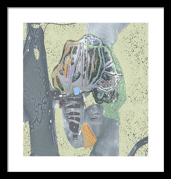Tyrol Basin Ski Trail Map - Framed Print - Powderaddicts