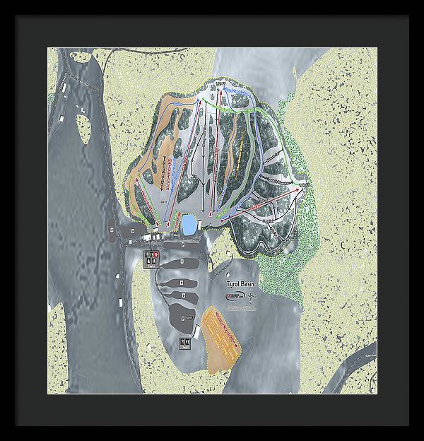 Tyrol Basin Ski Trail Map - Framed Print - Powderaddicts