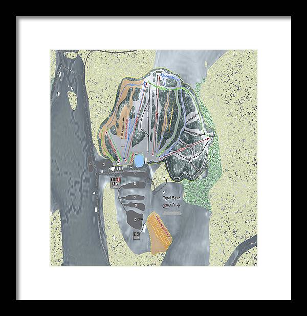 Tyrol Basin Ski Trail Map - Framed Print - Powderaddicts