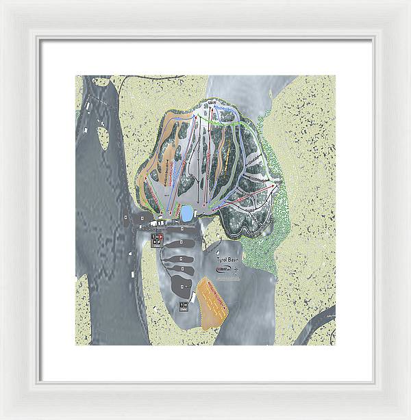Tyrol Basin Ski Trail Map - Framed Print - Powderaddicts