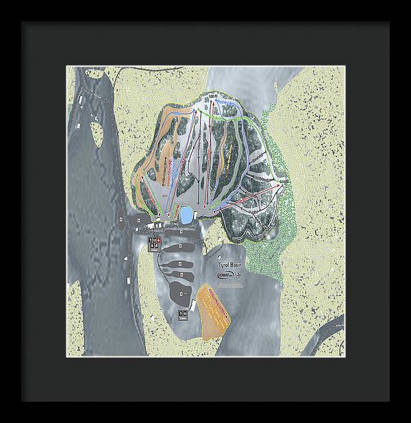 Tyrol Basin Ski Trail Map - Framed Print - Powderaddicts