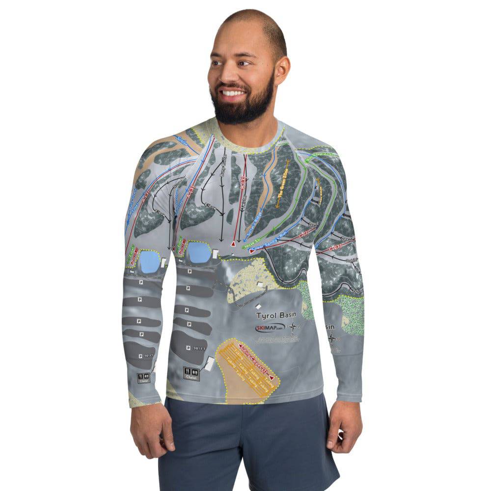 TyrolBasin, Wisconsin Ski Trail Map Men's Base Layer Top - Powderaddicts