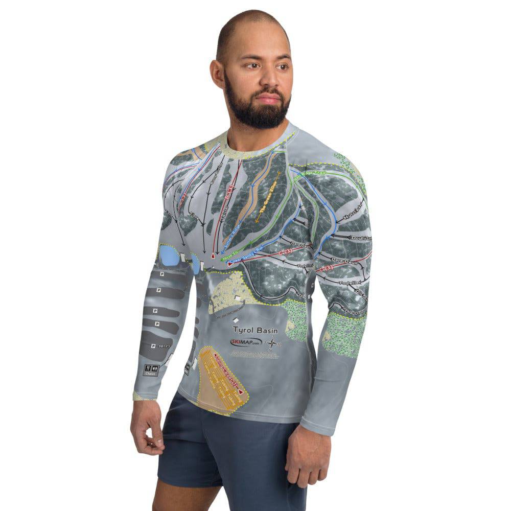 TyrolBasin, Wisconsin Ski Trail Map Men's Base Layer Top - Powderaddicts