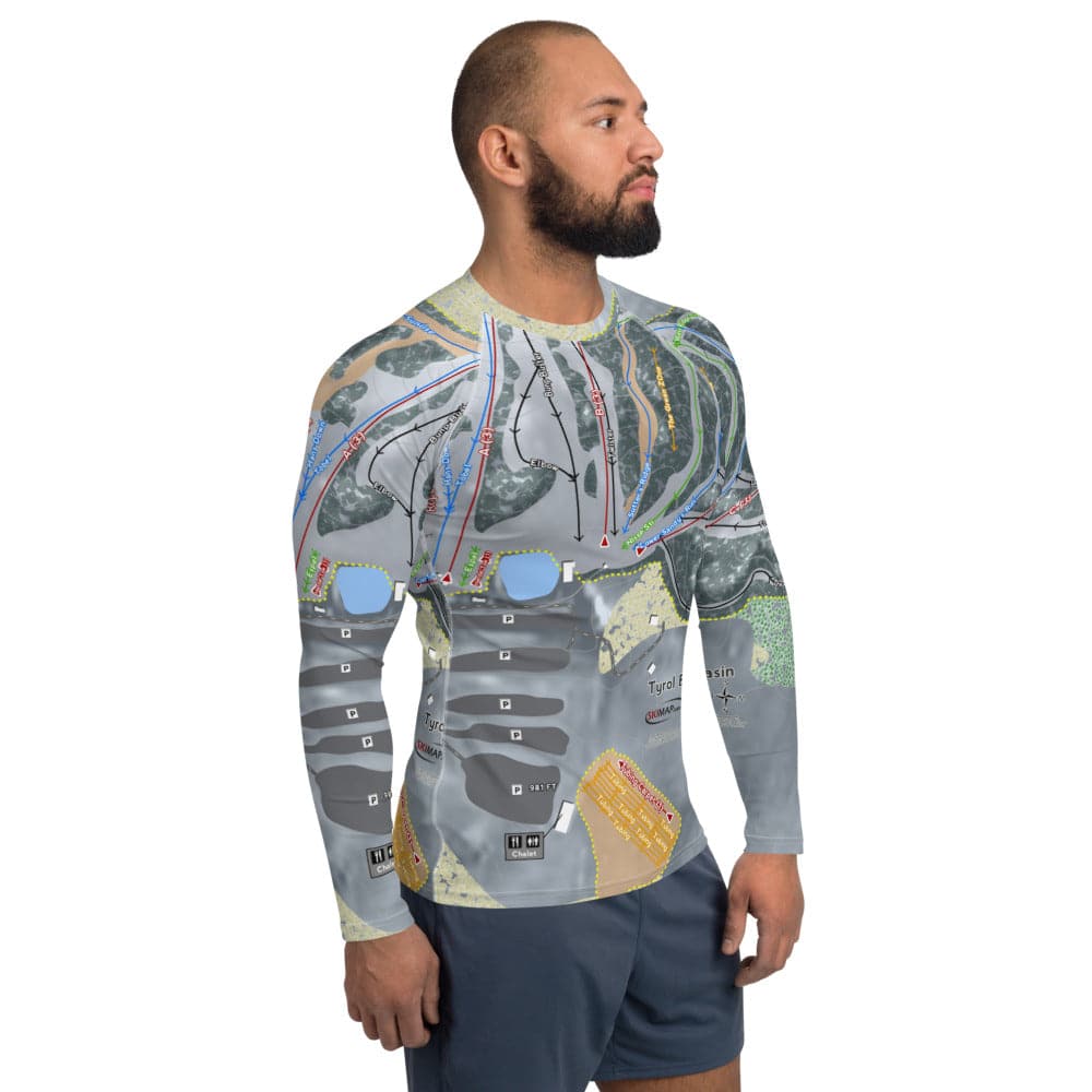 TyrolBasin, Wisconsin Ski Trail Map Men's Base Layer Top - Powderaddicts