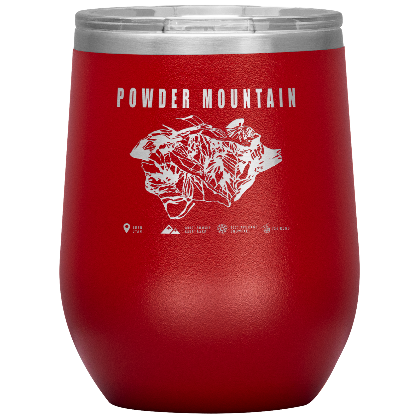 Powder Mountain,Utah Ski Trail Map Wine 12oz Tumbler - Powderaddicts