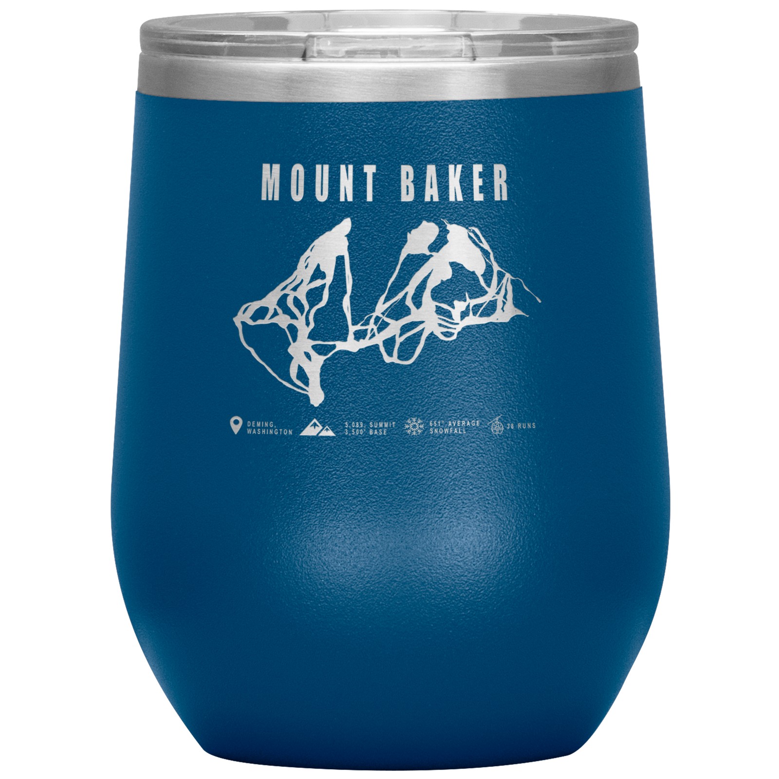 Mount Baker, Washington Ski Trail Map Wine 12oz Tumbler - Powderaddicts
