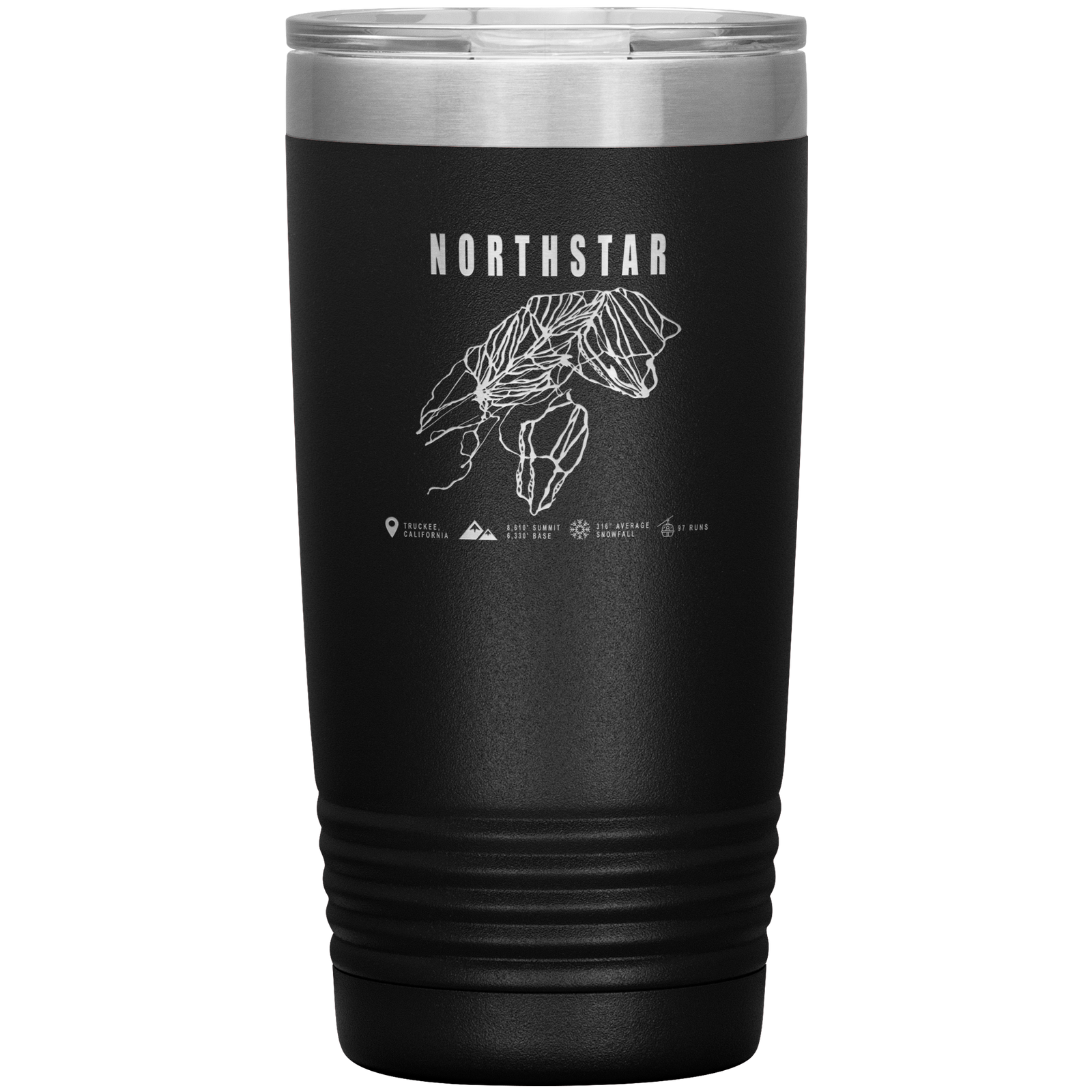 Northstar, California Ski Trail Map 20oz Tumbler - Powderaddicts