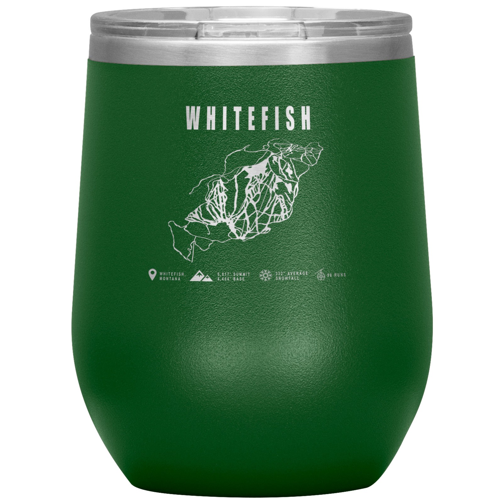 Whitefish Montana Ski Trail Map Wine 12oz Tumbler - Powderaddicts