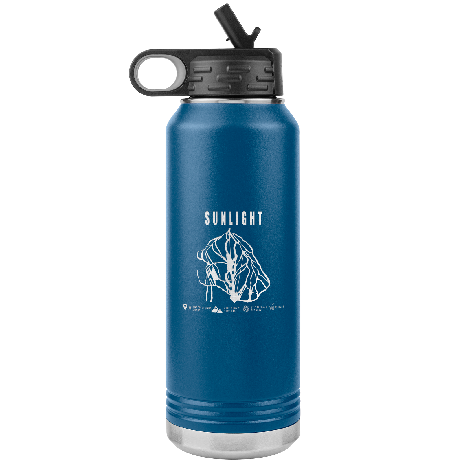 Sunlight Colorado Ski Trail Map 32oz Water Bottle Tumbler - Powderaddicts