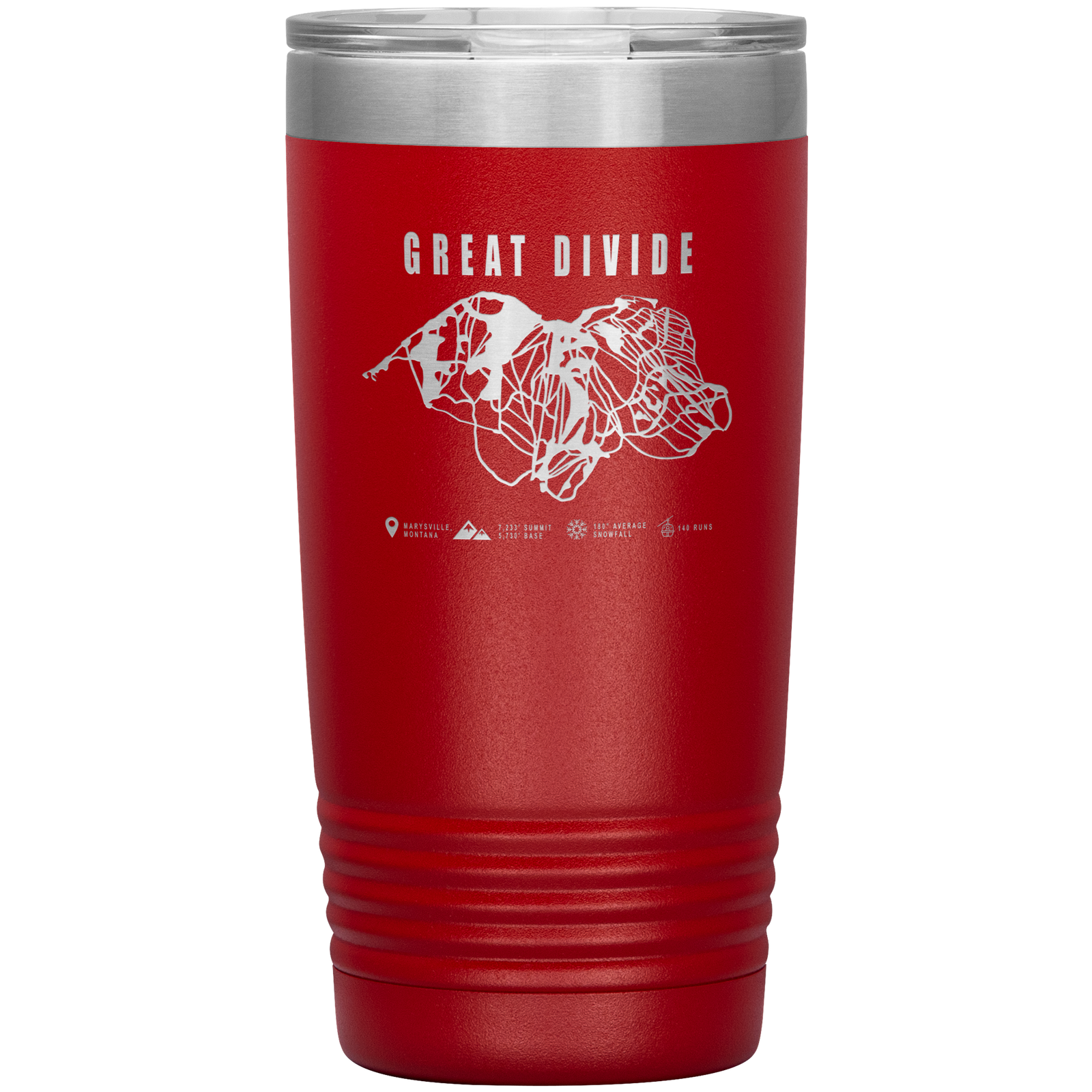 Great Divide Montana Ski Trail Map 20oz Tumbler - Powderaddicts