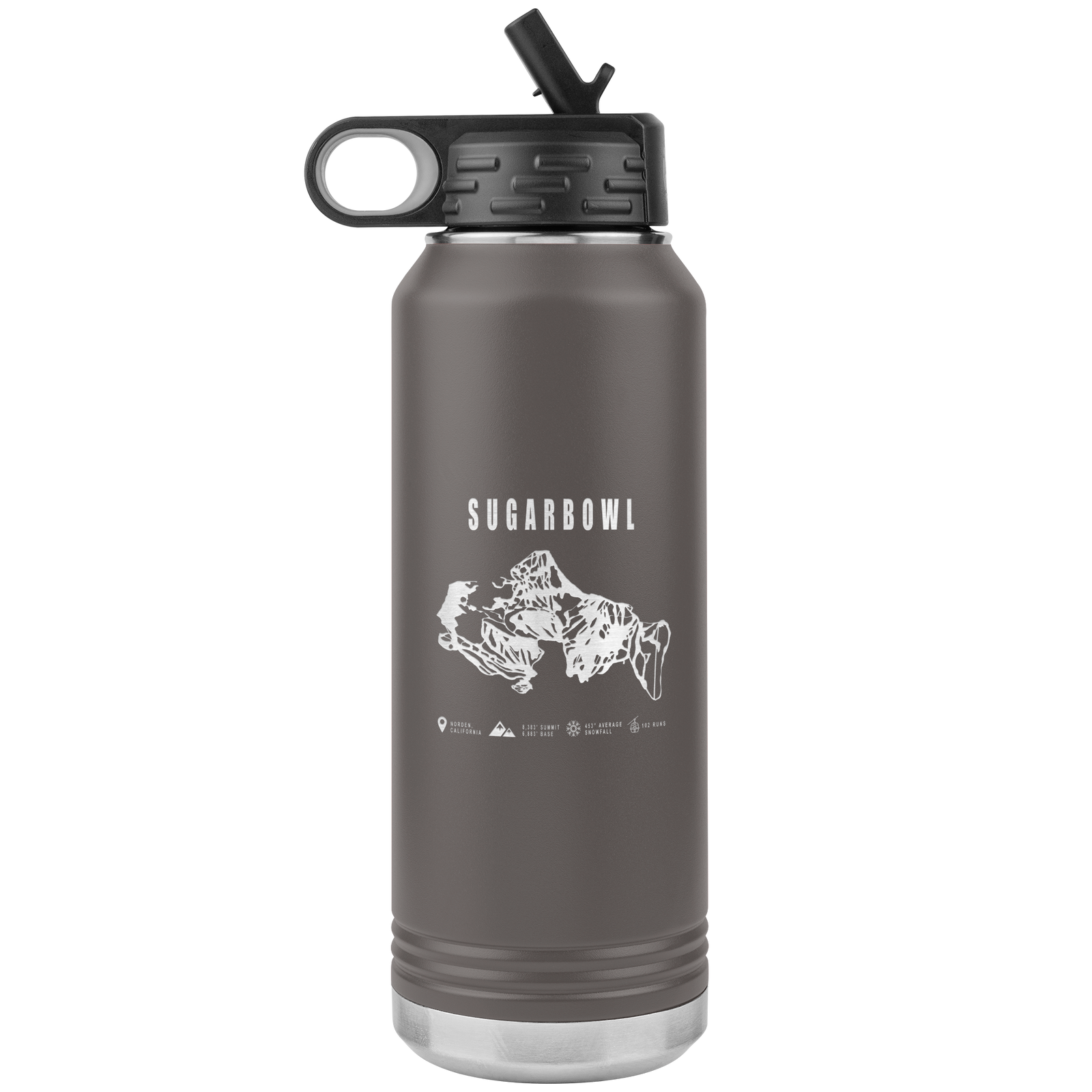 Sugarbowl, California Ski Trail Map 32oz Water Bottle Tumbler - Powderaddicts