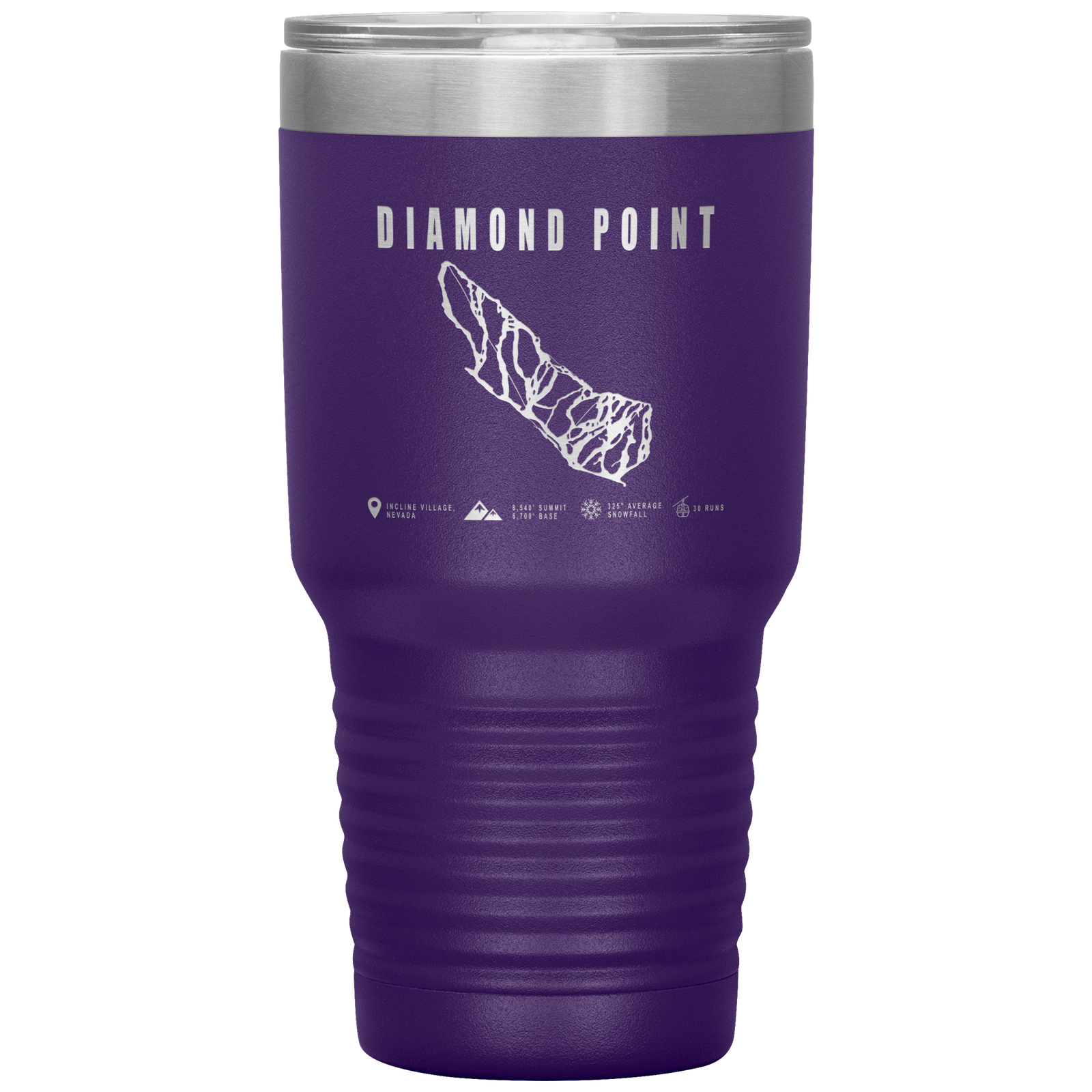Diamond Point, Nevada Ski Trail Map 30oz Tumbler - Powderaddicts