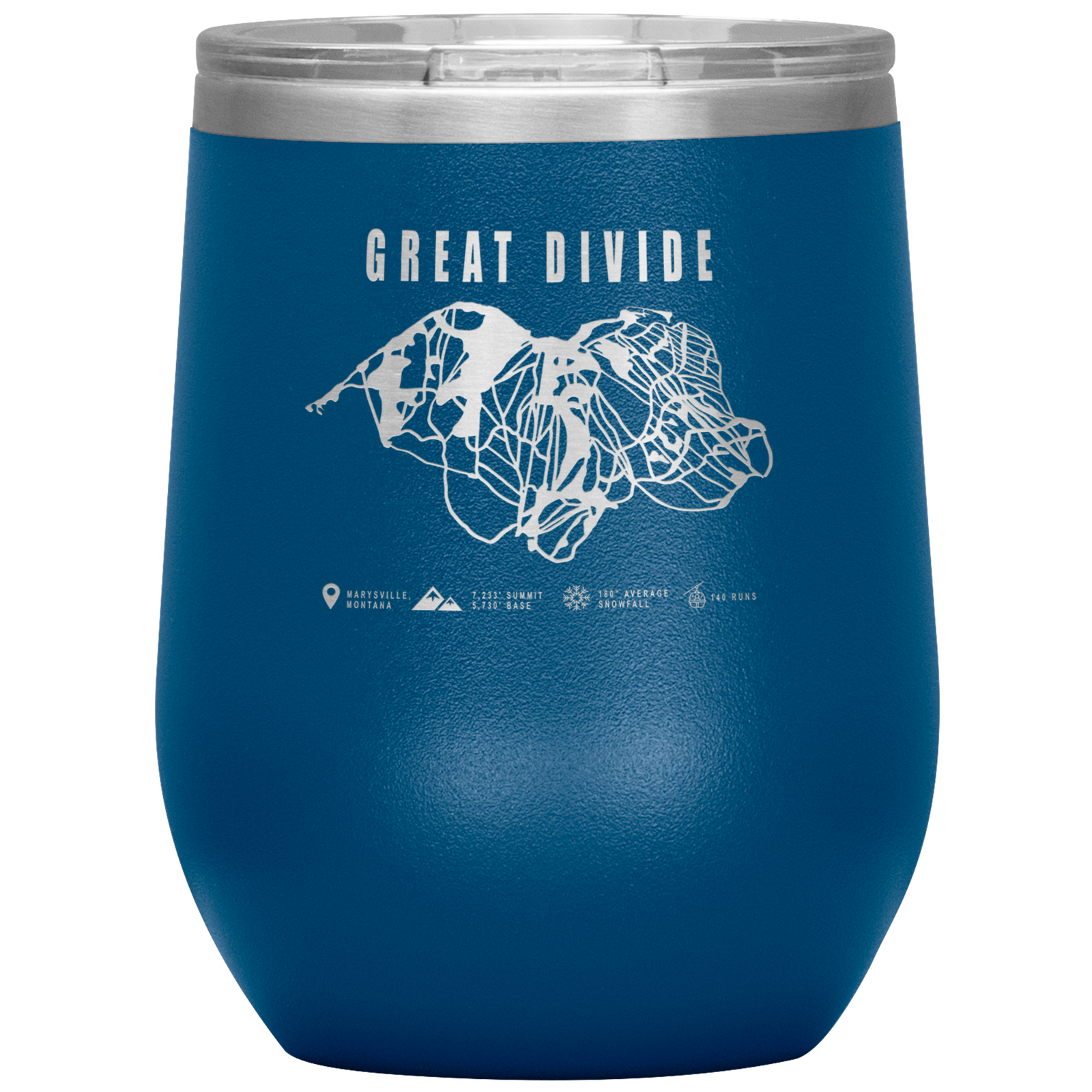 Great Divide Montana Ski Trail Map Wine 12oz Tumbler - Powderaddicts