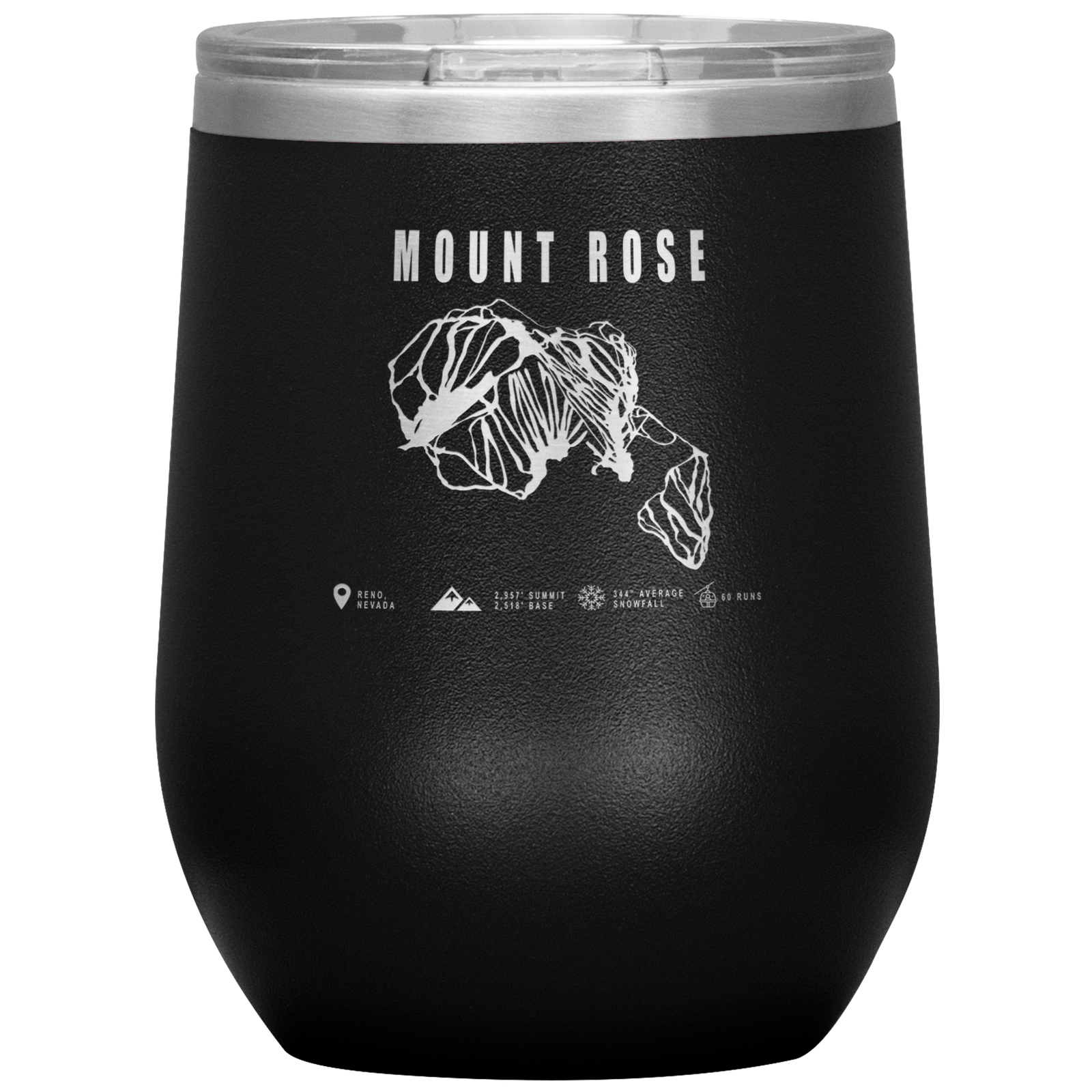 Mount Rose, Nevada Ski Trail Map Wine 12oz Tumbler - Powderaddicts