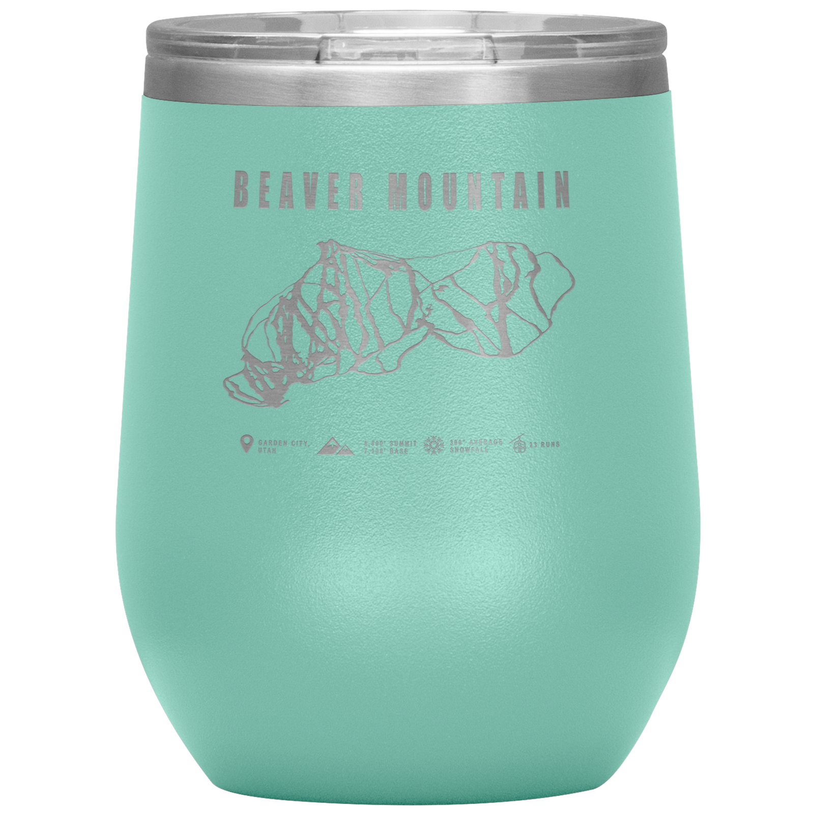 Beaver Mountain,Utah Ski Trail Map Wine 12oz Tumbler - Powderaddicts