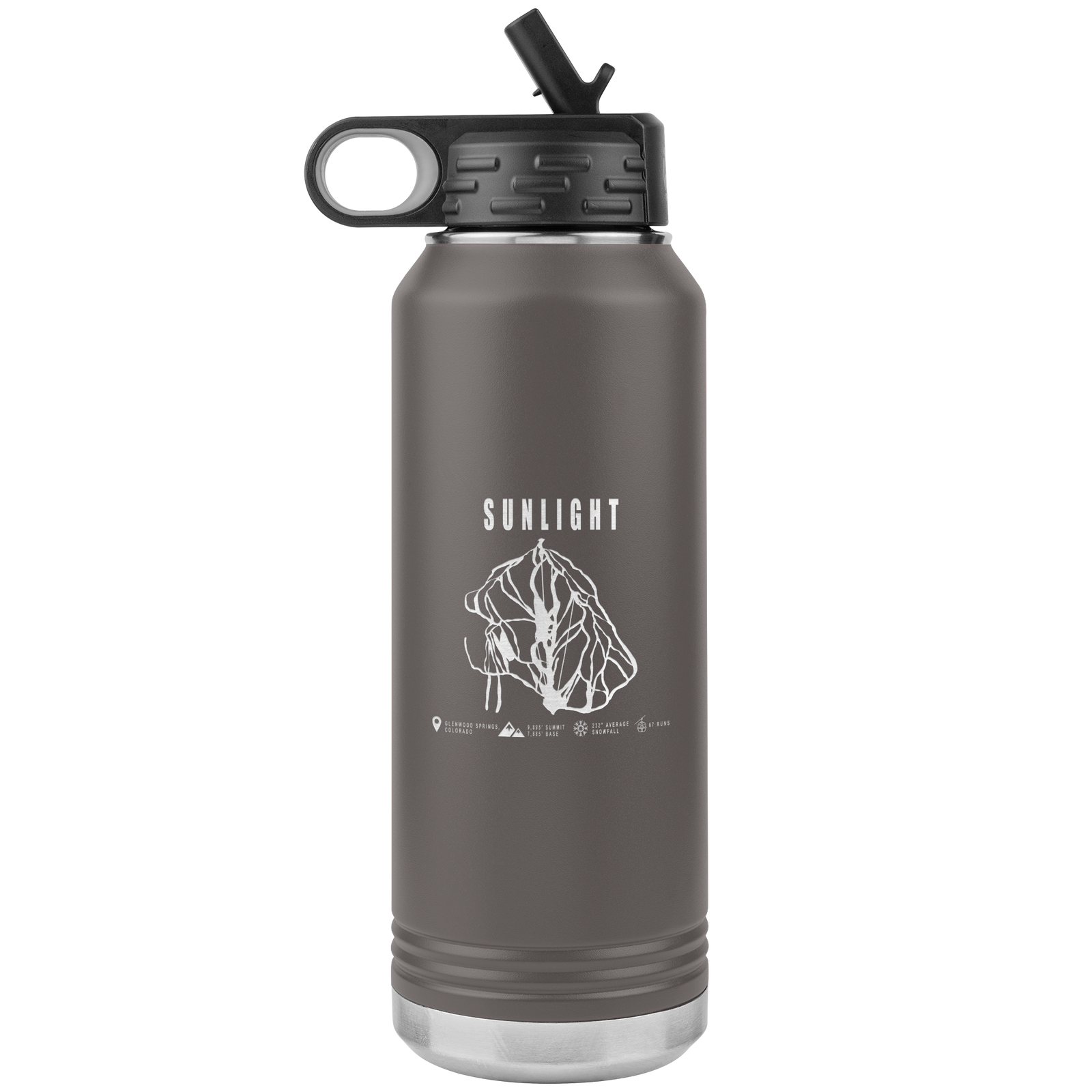 Sunlight Colorado Ski Trail Map 32oz Water Bottle Tumbler - Powderaddicts