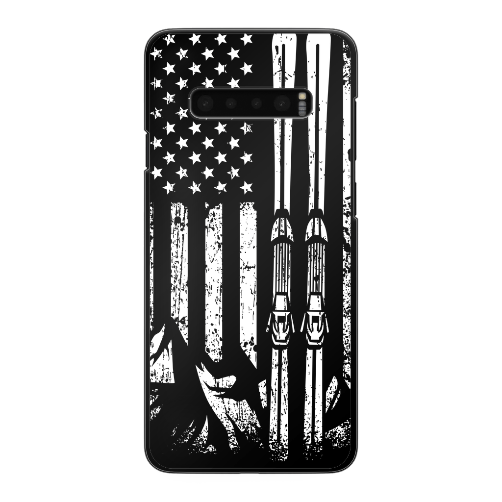 USA Ski Flag Back Printed Black Hard Phone Case - Powderaddicts