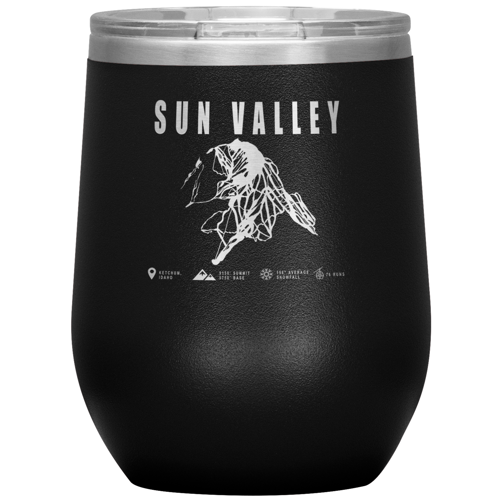 Sun Valley Idaho Ski Trail Map Wine 12oz Tumbler - Powderaddicts
