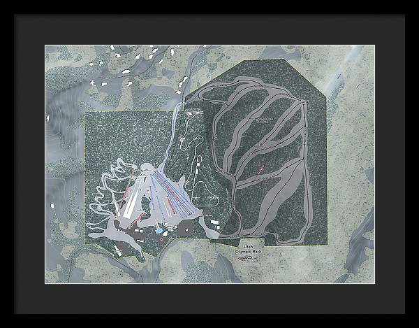 Utah Olympic Park Ski Trail Map - Framed Print - Powderaddicts