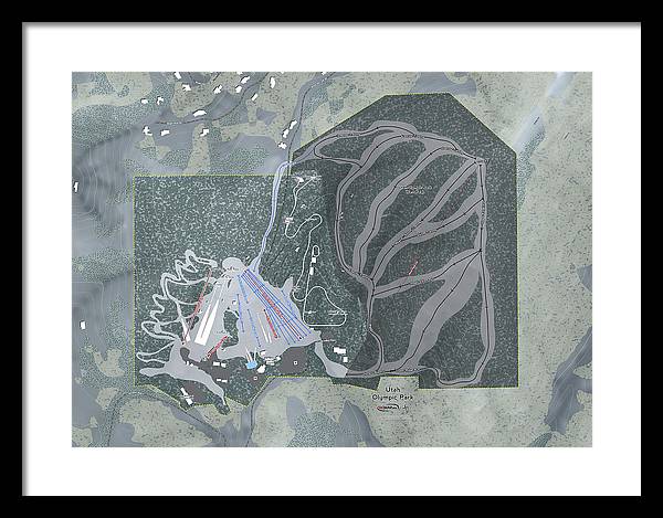 Utah Olympic Park Ski Trail Map - Framed Print - Powderaddicts