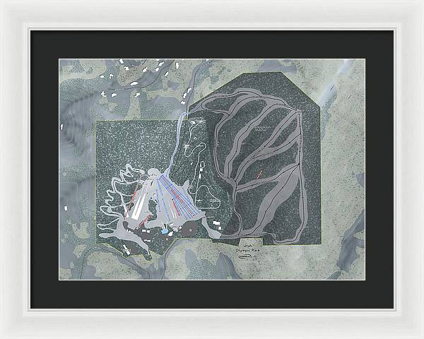 Utah Olympic Park Ski Trail Map - Framed Print - Powderaddicts