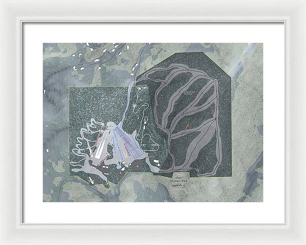 Utah Olympic Park Ski Trail Map - Framed Print - Powderaddicts