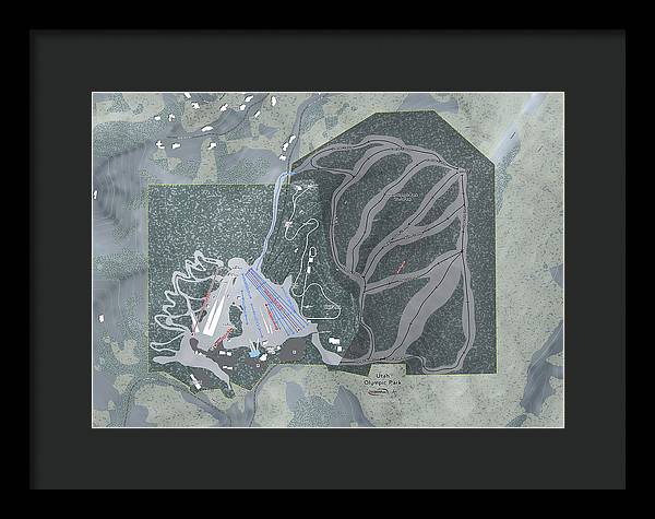 Utah Olympic Park Ski Trail Map - Framed Print - Powderaddicts