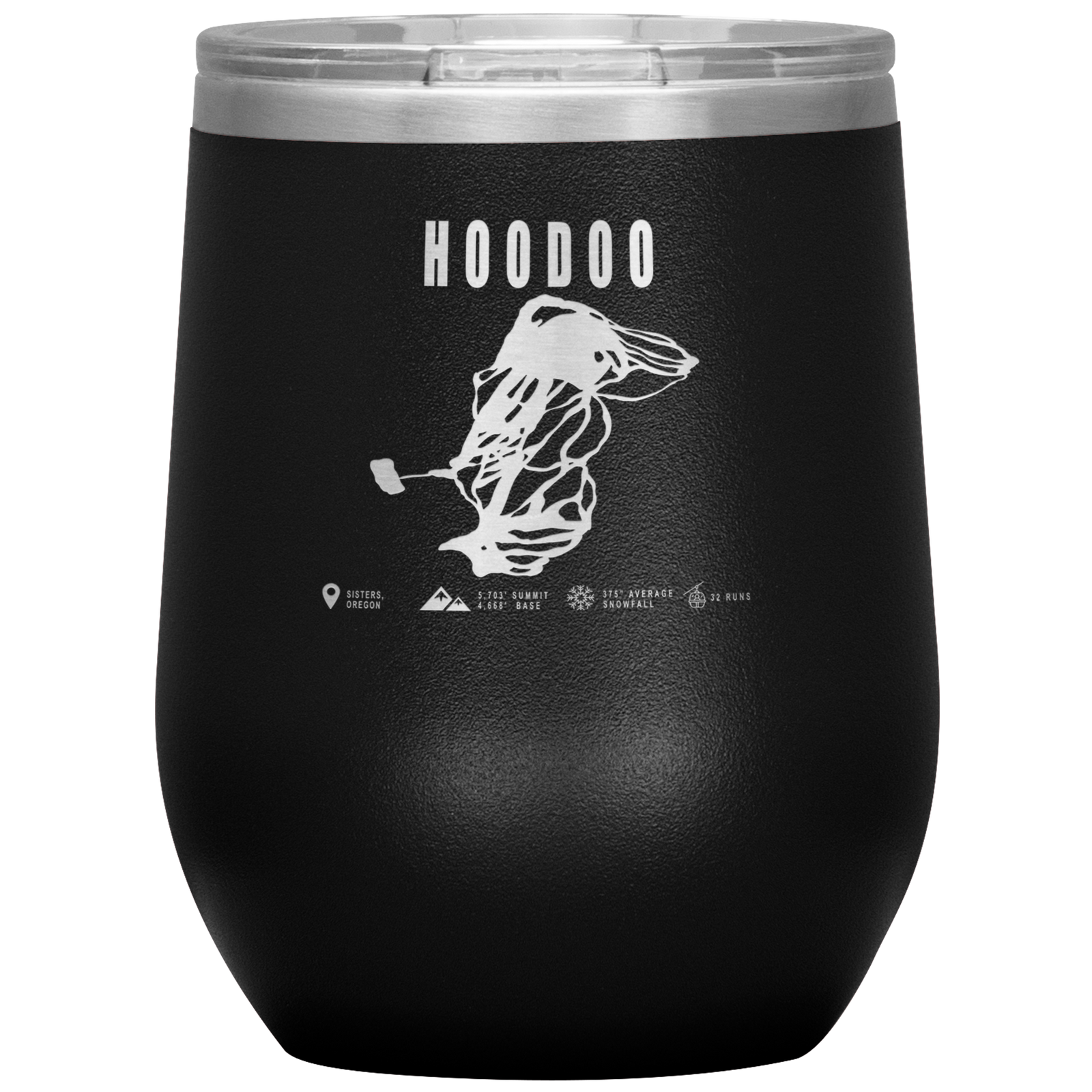 Hoodoo, Oregon Ski Trail Map Wine 12oz Tumbler - Powderaddicts