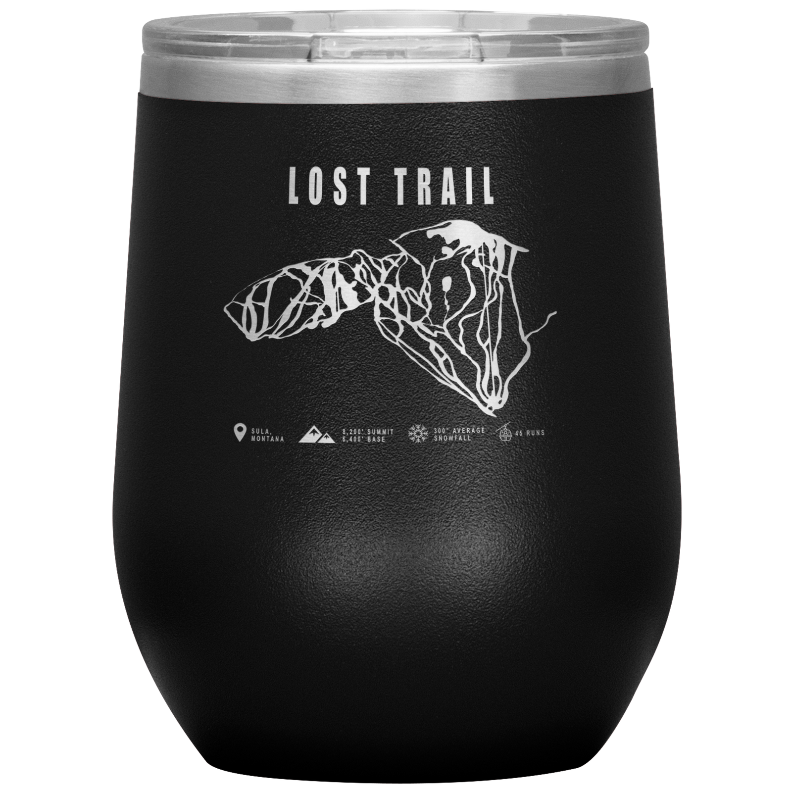 Lost Trail Montana Ski Trail Map Wine 12oz Tumbler - Powderaddicts