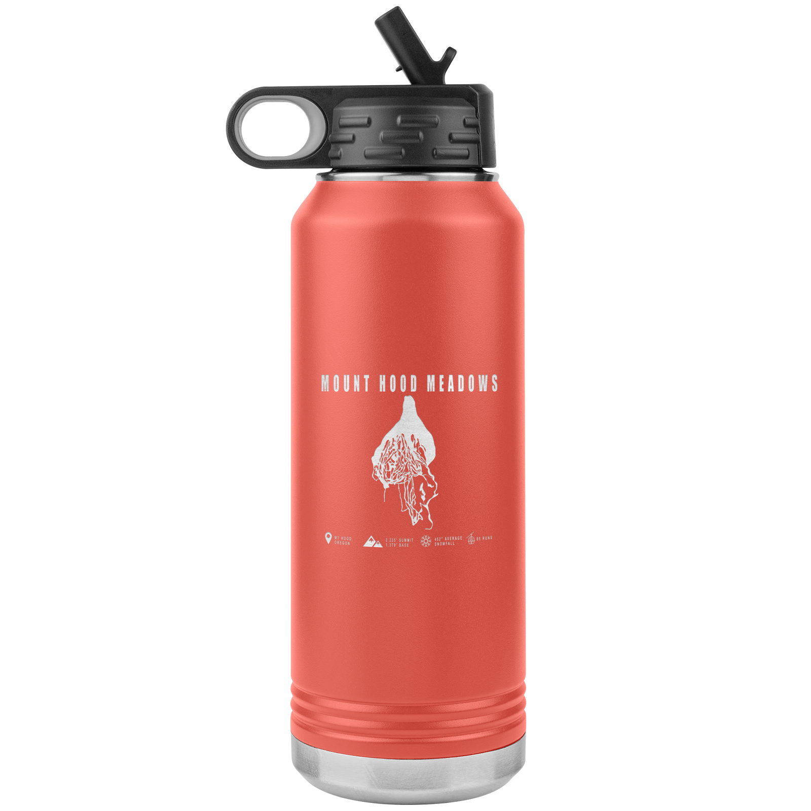 Mount Hood Meadows, Oregon Ski Trail Map 32oz Water Bottle Tumbler - Powderaddicts