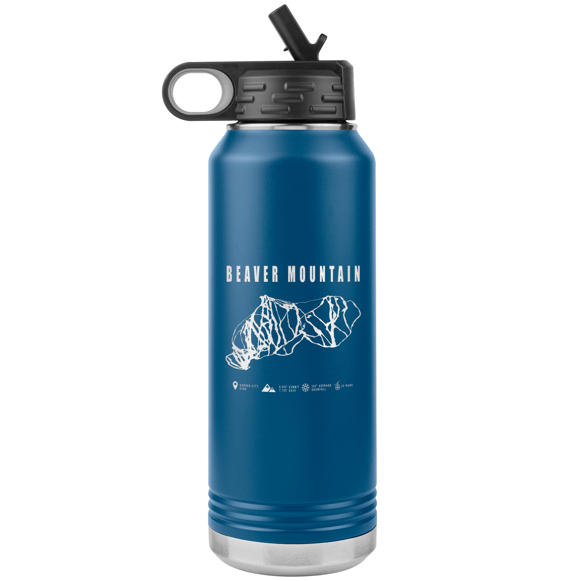 Beaver Mountain,Utah Ski Trail Map 32oz Water Bottle Tumbler - Powderaddicts