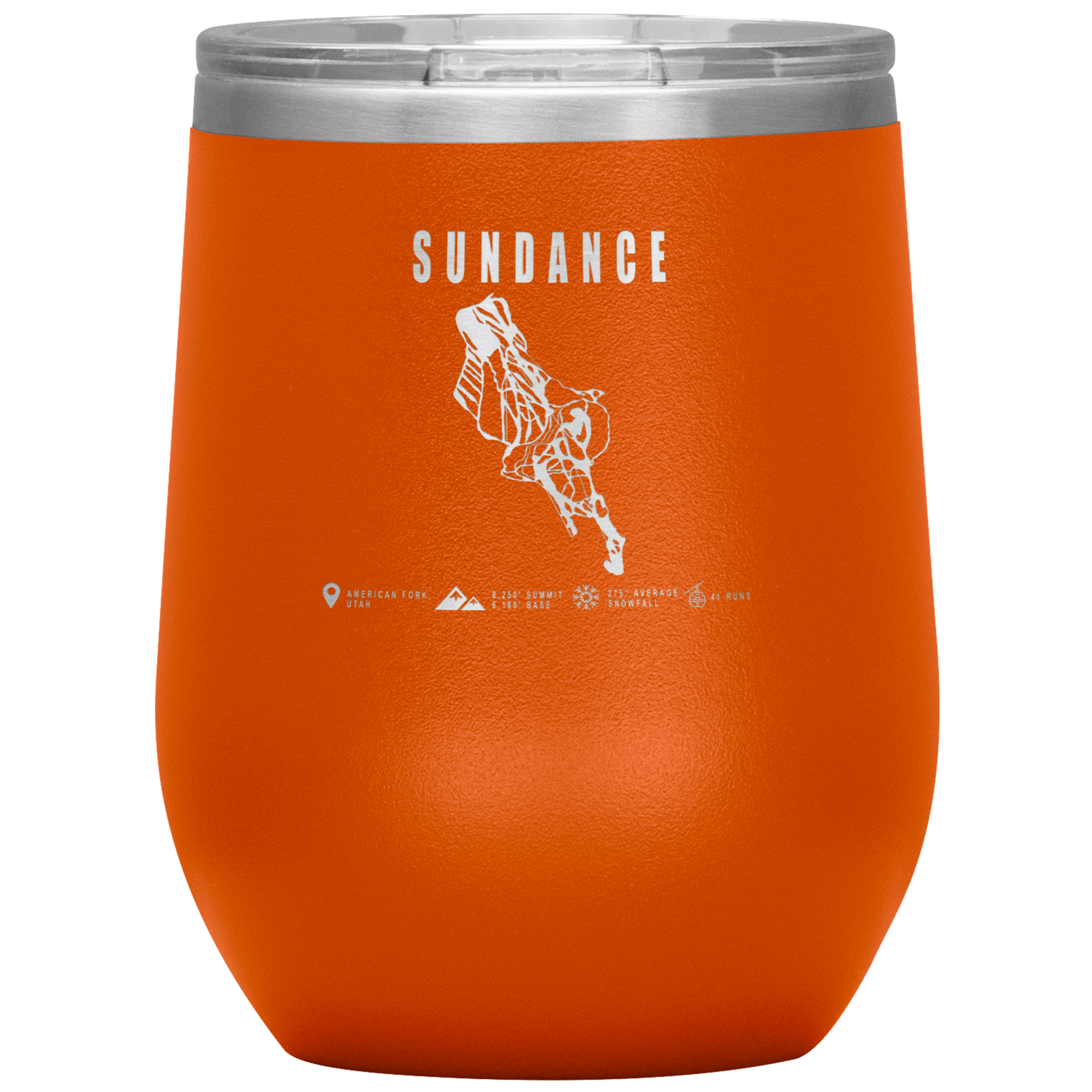 Sundance,Utah Ski Trail Map Wine 12oz Tumbler - Powderaddicts