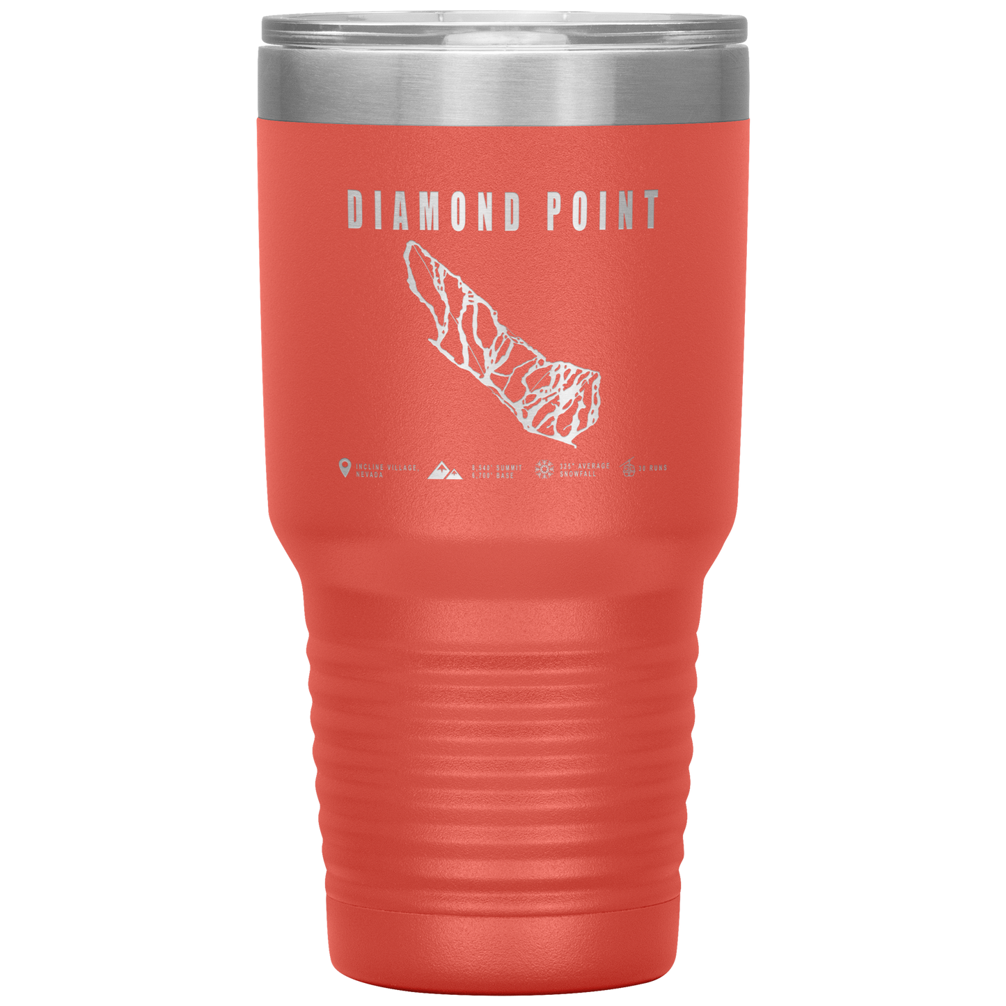 Diamond Point, Nevada Ski Trail Map 30oz Tumbler - Powderaddicts