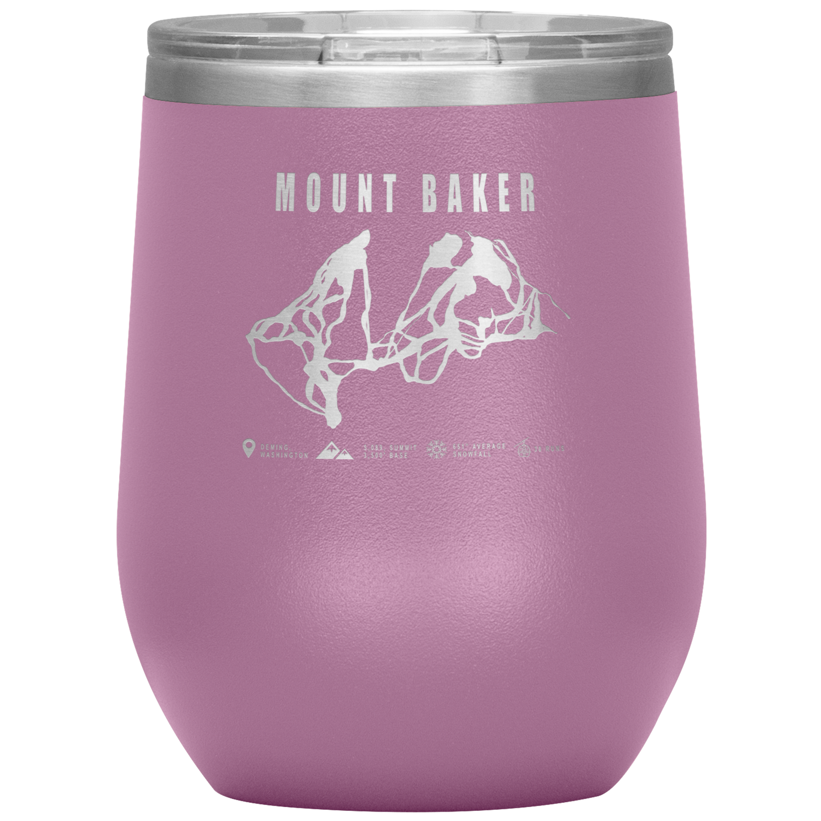 Mount Baker, Washington Ski Trail Map Wine 12oz Tumbler - Powderaddicts