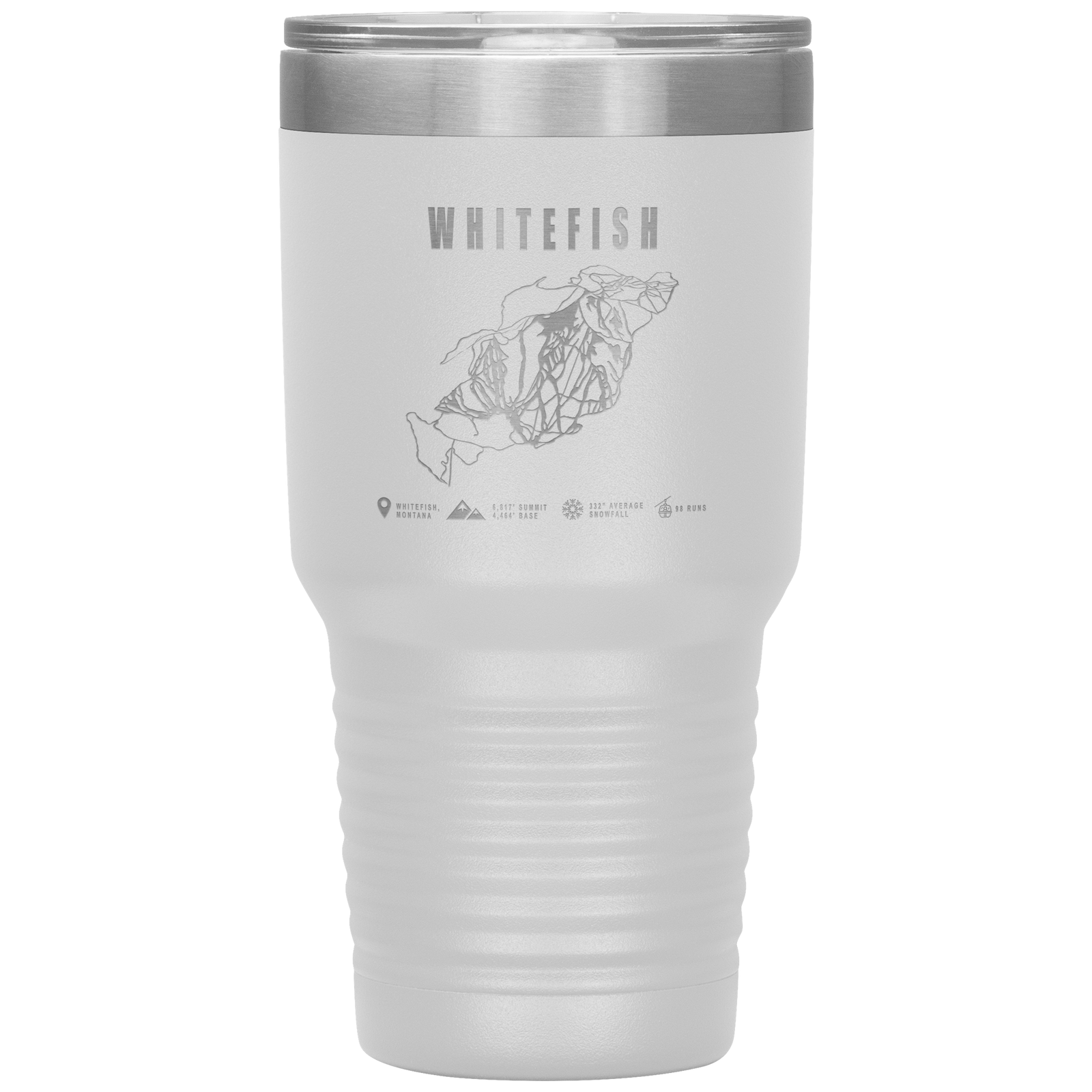 Whitefish Montana Ski Trail Map 30oz Tumbler - Powderaddicts