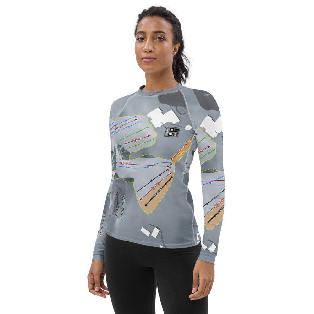 Villa Olivia, Illinois Ski Trail Map Women's Base Layer Top - Powderaddicts