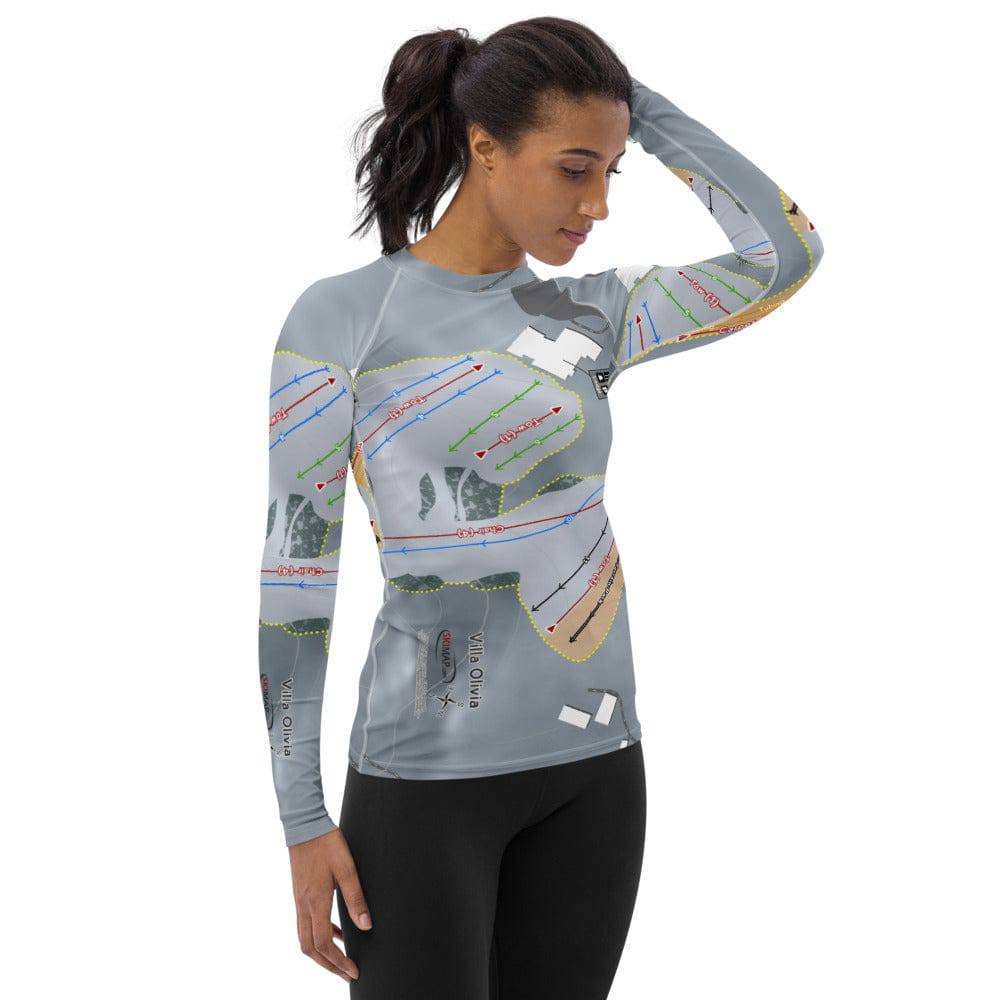 Villa Olivia, Illinois Ski Trail Map Women's Base Layer Top - Powderaddicts